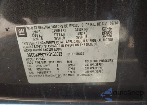 2015 Chevrolet Silverado 1500 Ls from USA, damaged, VIN 3GCUKPECXFG133022